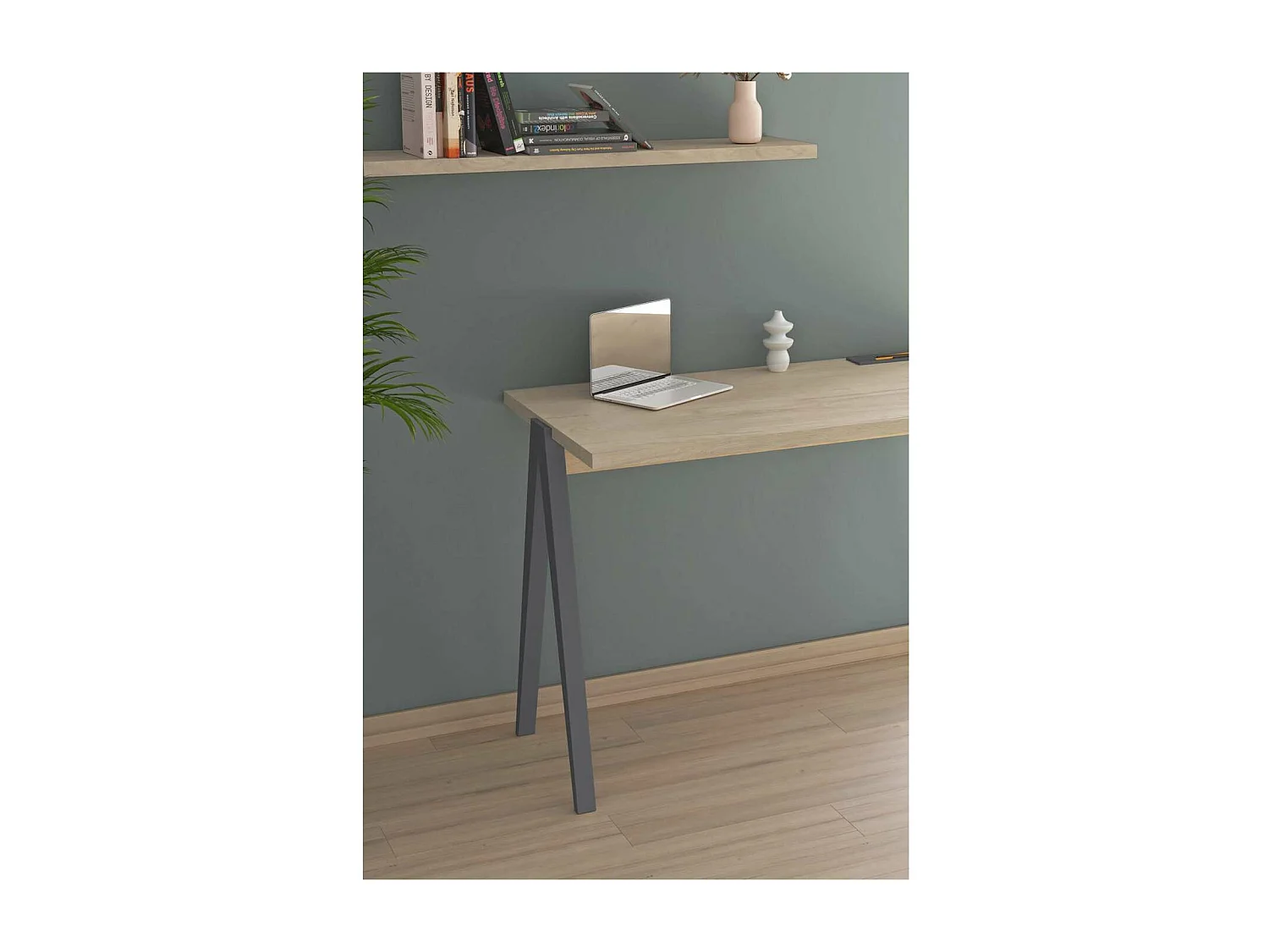 Mesa estudio Mod-635 acabado en color roble combinado con grafito, 60 x 120 x 78 cm (fondo