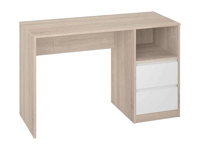 Mesa de estudio 2 cajones acabado roble cortez/blanco 75 cm(alto)120 cm(ancho)50 cm(fondo)