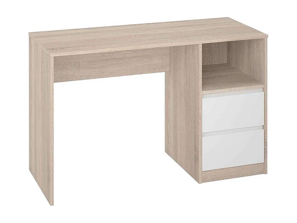 Mesa de estudio 2 cajones acabado roble cortez/blanco 75 cm(alto)120 cm(ancho)50 cm(fondo)