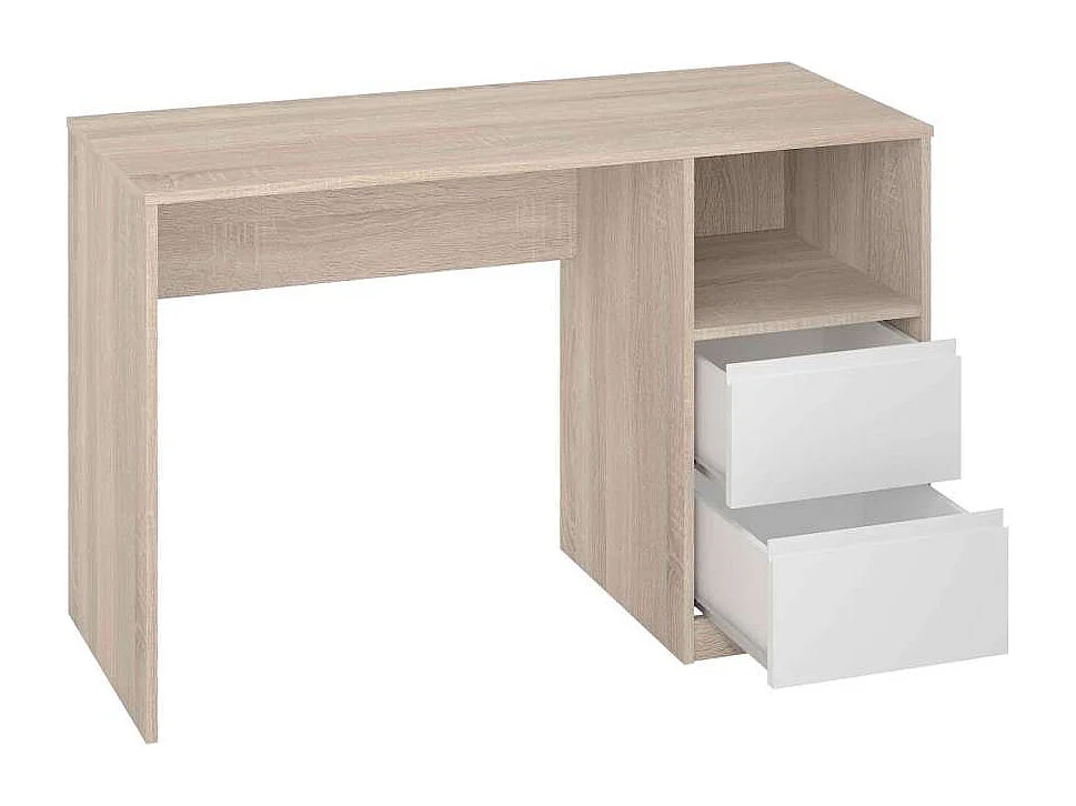 Mesa de estudio 2 cajones acabado roble cortez/blanco 75 cm(alto)120 cm(ancho)50 cm(fondo)
