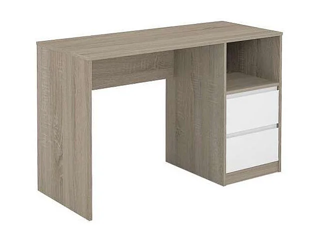 Mesa de estudio 2 cajones acabado roble cortez/blanco 75 cm(alto)120 cm(ancho)50 cm(fondo)