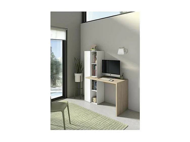 Mesa estudio Mod-Gandia acabado roble/blanco, 52 x 133 x 149 cm (fondo x ancho x alto)