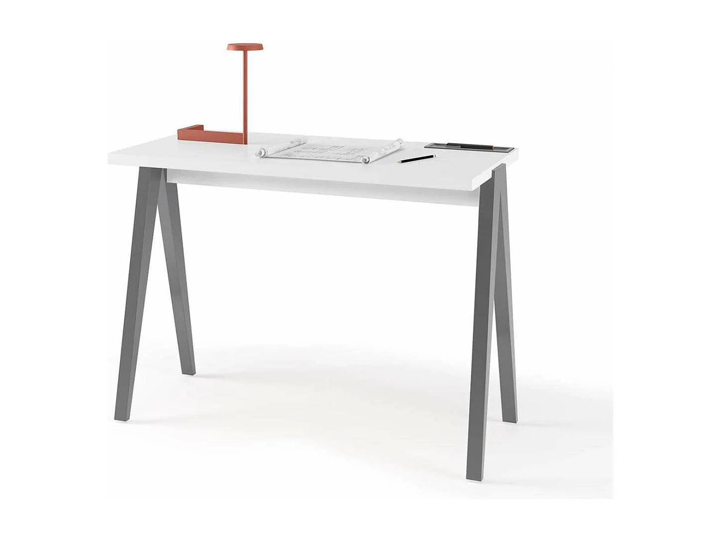 Mesa estudio Mod-629 acabado blanco/gris, 47x 107 x 78 cm (fondo x ancho x alto)