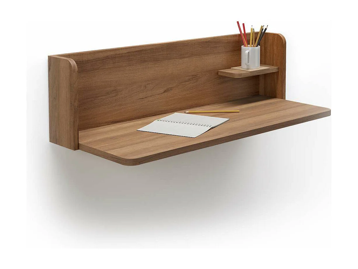 Mesa estudio para colgar Mod-Roman acabado nogal, 35 x 90 x 25 cm (fondo x ancho x alto)