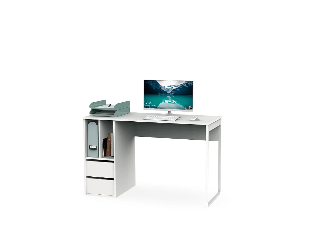 Mesa de escritorio Nolita acabado blanco, 74cm(Alto) 120cm(Ancho) 55cm(Fondo