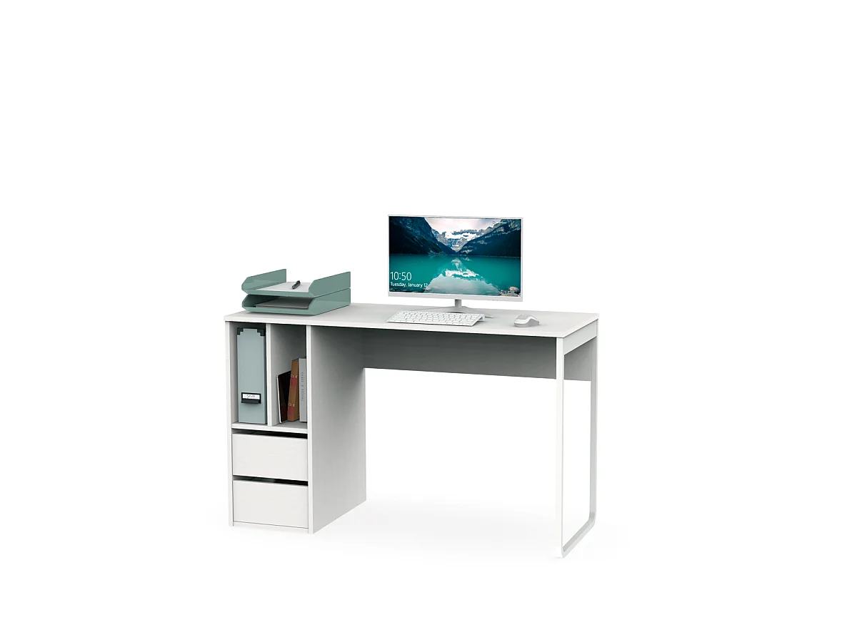 Mesa de escritorio Nolita acabado blanco, 74cm(Alto) 120cm(Ancho) 55cm(Fondo