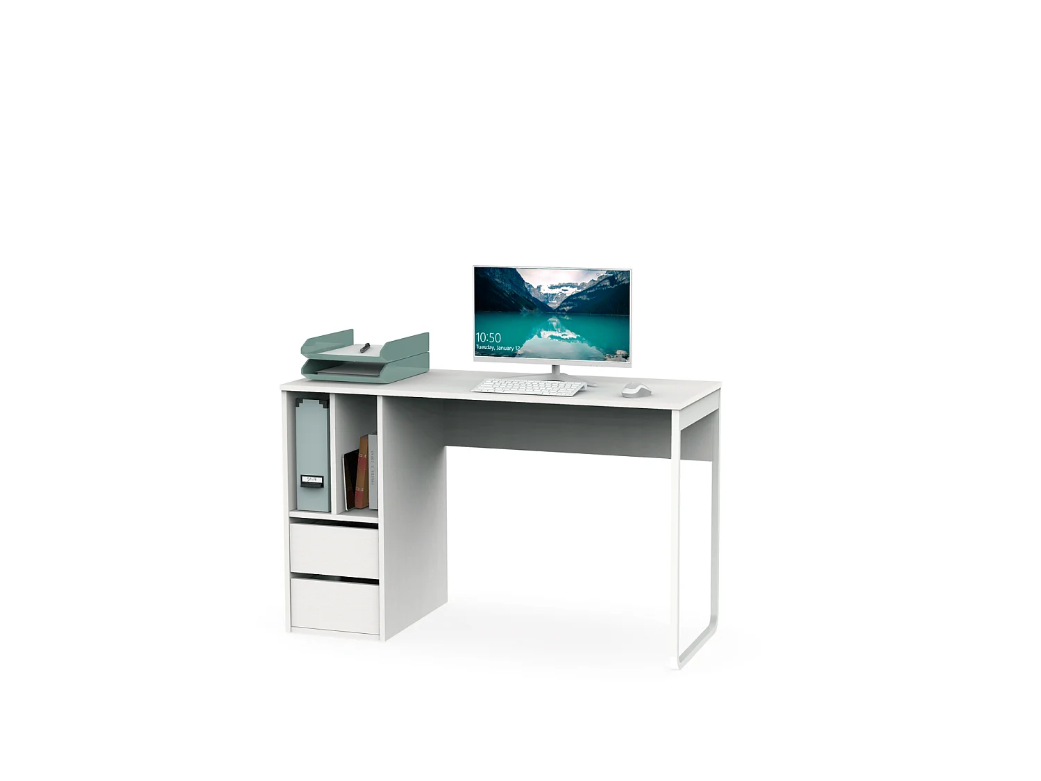 Mesa de escritorio Nolita acabado blanco, 74cm(Alto) 120cm(Ancho) 55cm(Fondo