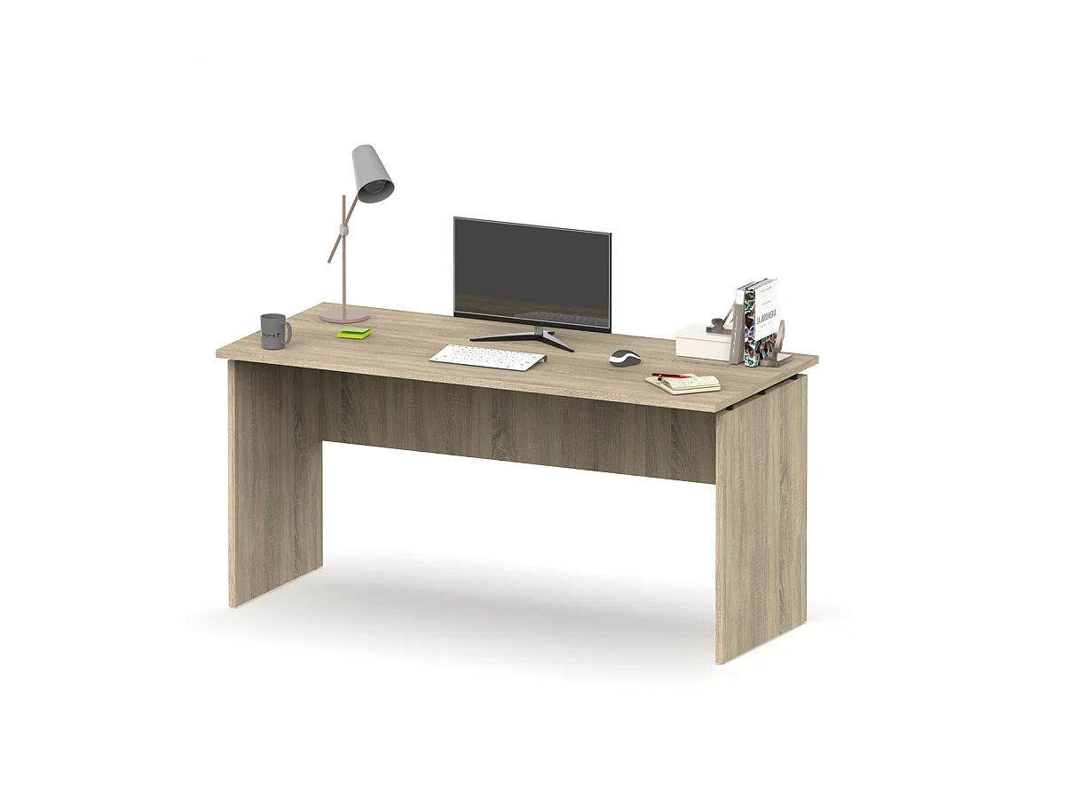 Mesa oficina o despacho Rivoli acabado roble cambrian, 76cm(alto) 155cm(ancho) 68cm(fondo)