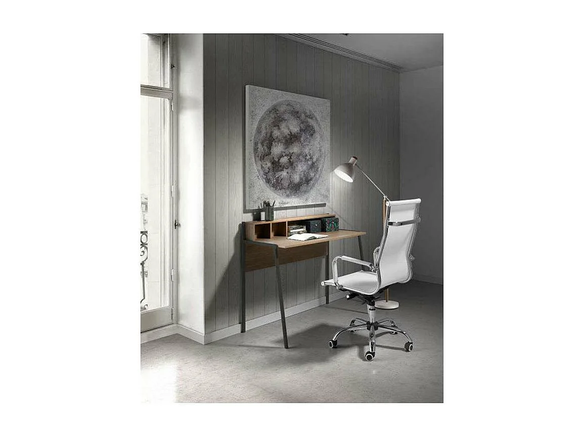 Mesa estudio Mod-Tokio acabado nogal/grafito, 50 x 105 x 90 cm (fondo x ancho x alto)