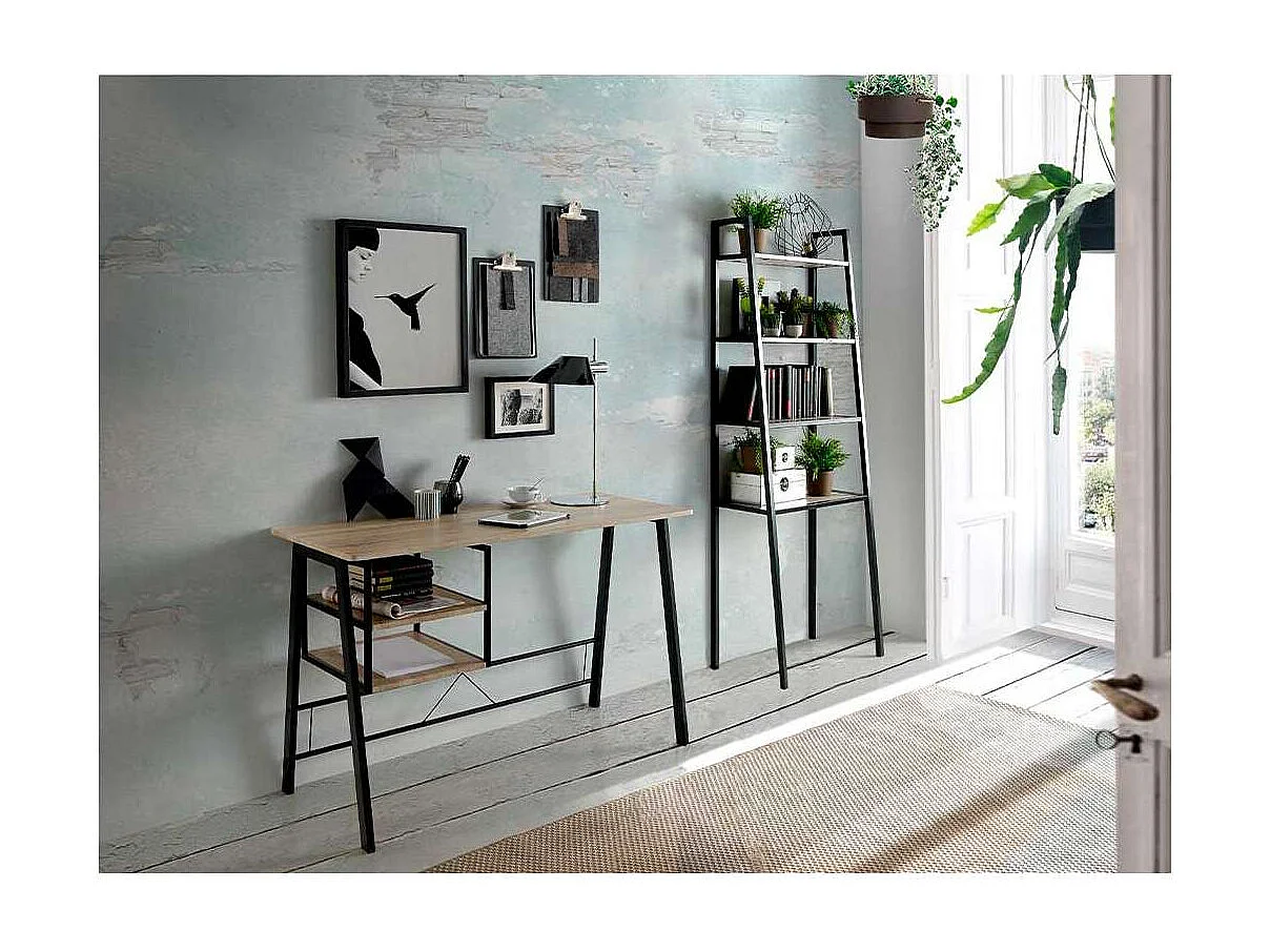 Mesa escritorio con baldas laterales Adriana, 120 x 52 x 76.5 cm (largo x ancho x alto)