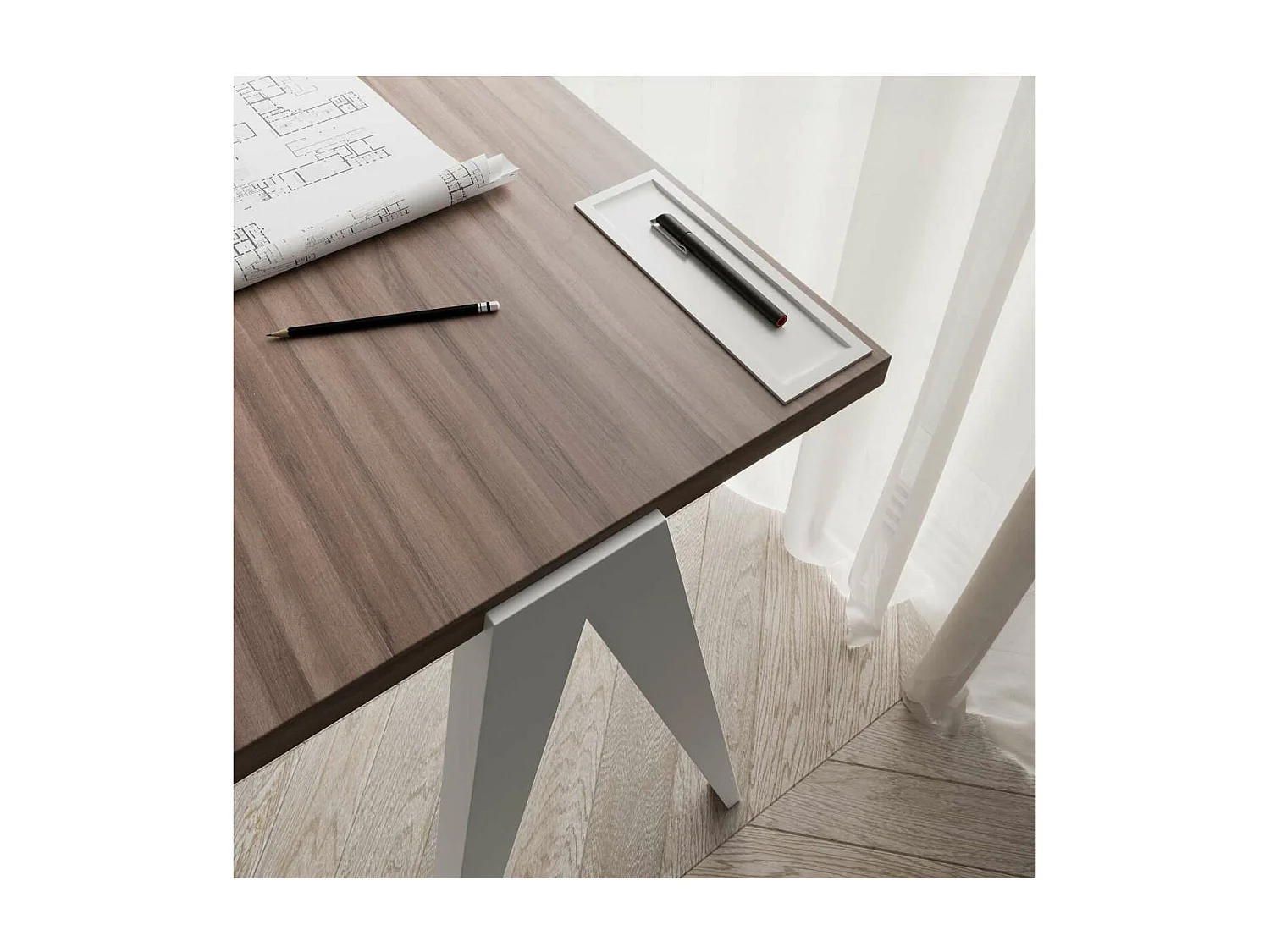 Mesa estudio Mod-629 acabado nogal/blanco, 47x 107 x 78 cm (fondo x ancho x alto)