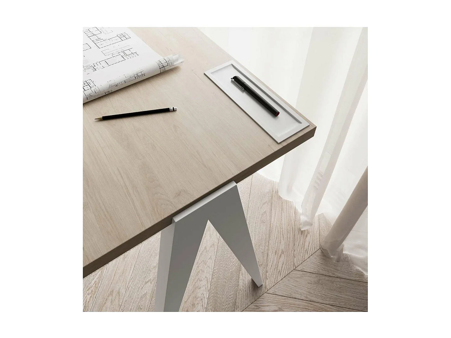 Mesa estudio Mod-629 acabado roble/blanco, 47x 107 x 78 cm (fondo x ancho x alto)