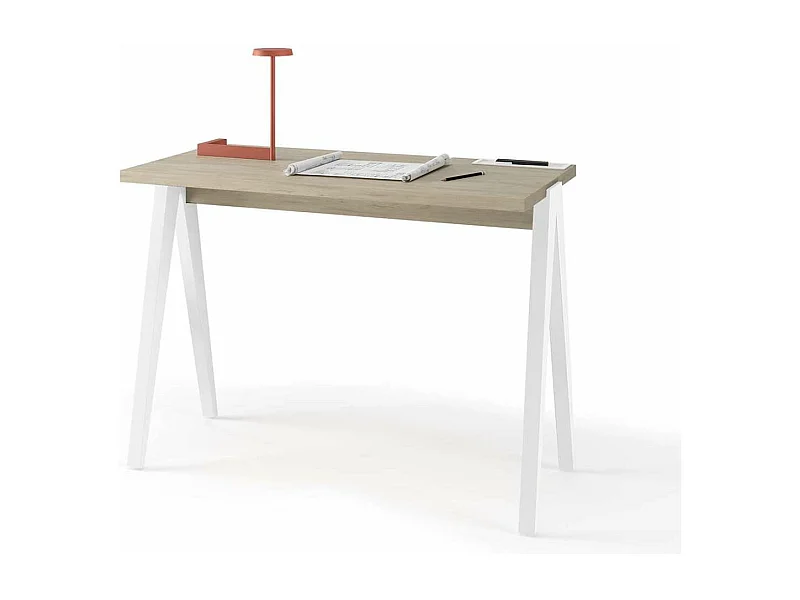 Mesa estudio Mod-629 acabado roble/blanco, 47x 107 x 78 cm (fondo x ancho x alto)