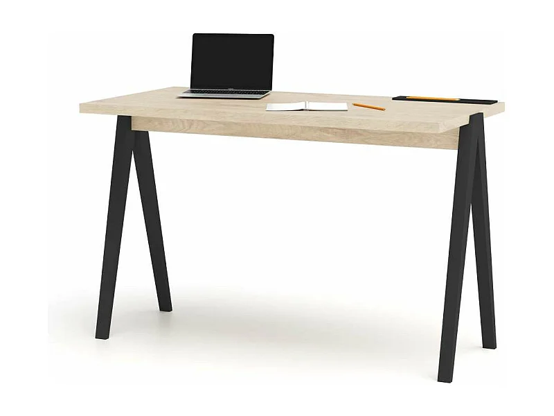 Mesa estudio Mod-635 acabado en color roble combinado con negro, 60 x 120 x 78 cm (fondo x