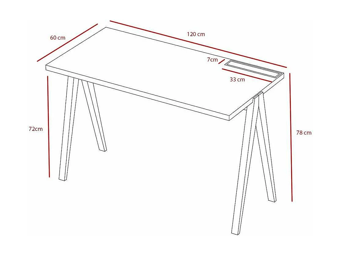 Mesa estudio Mod-635 acabado en color roble combinado con negro, 60 x 120 x 78 cm (fondo x