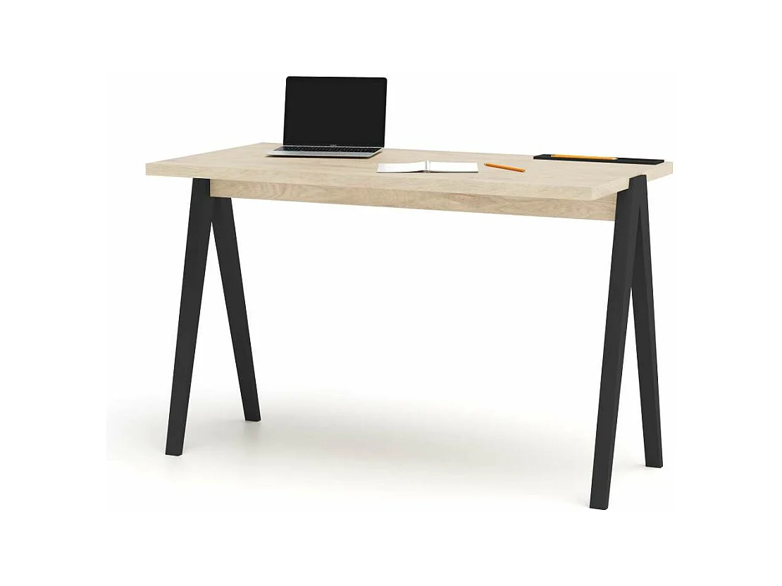 Mesa estudio Mod-635 acabado en color roble combinado con negro, 60 x 120 x 78 cm (fondo x