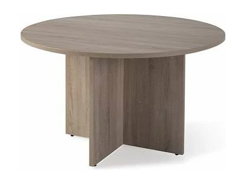 Mesa reunión o estudio redonda acabado olmo claro, 73 cm(alto)110 cm(ancho).