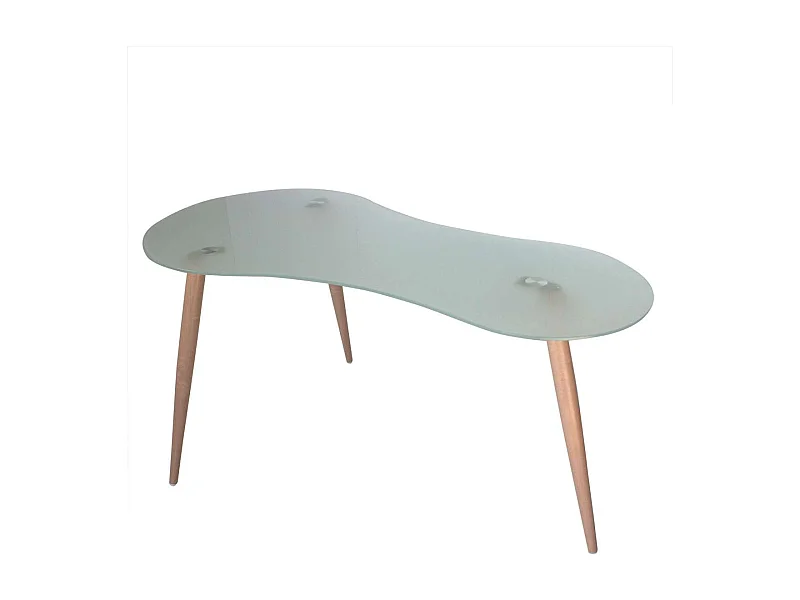 Mesa de estudio acabado cristal translucido, 74cm(alto) x 140cm(ancho) x 70cm(fondo).