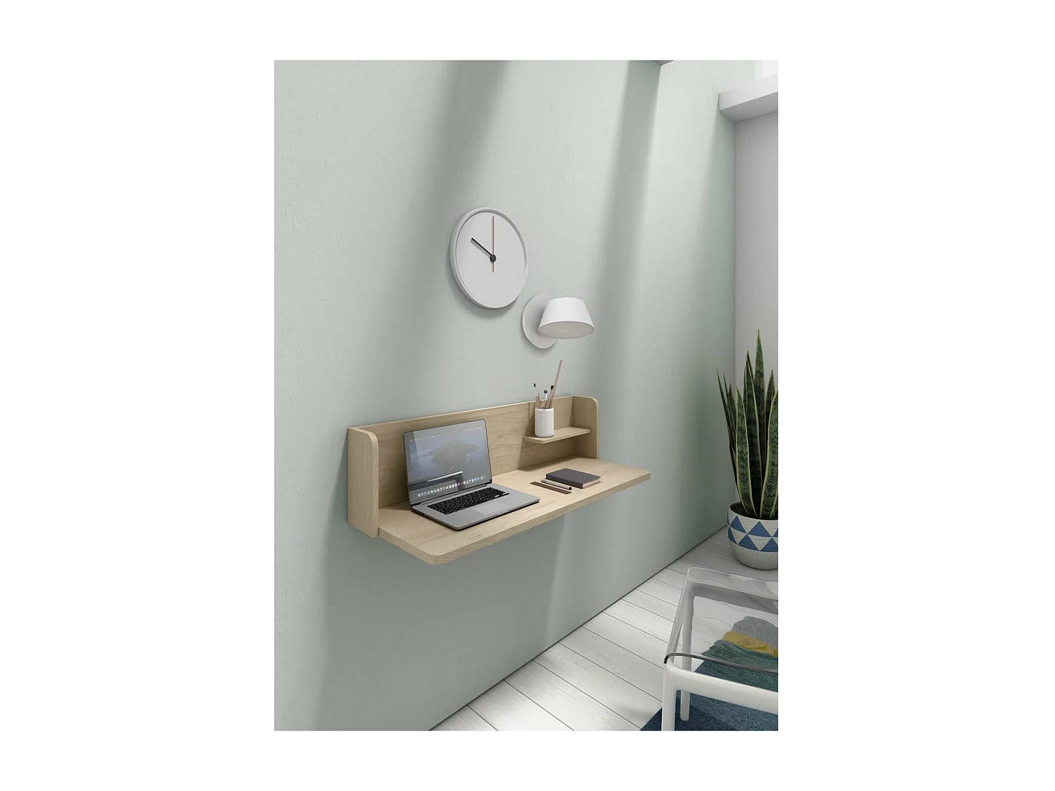 Mesa estudio para colgar Mod-Roman acabado roble, 35 x 90 x 25 cm (fondo x ancho x alto)