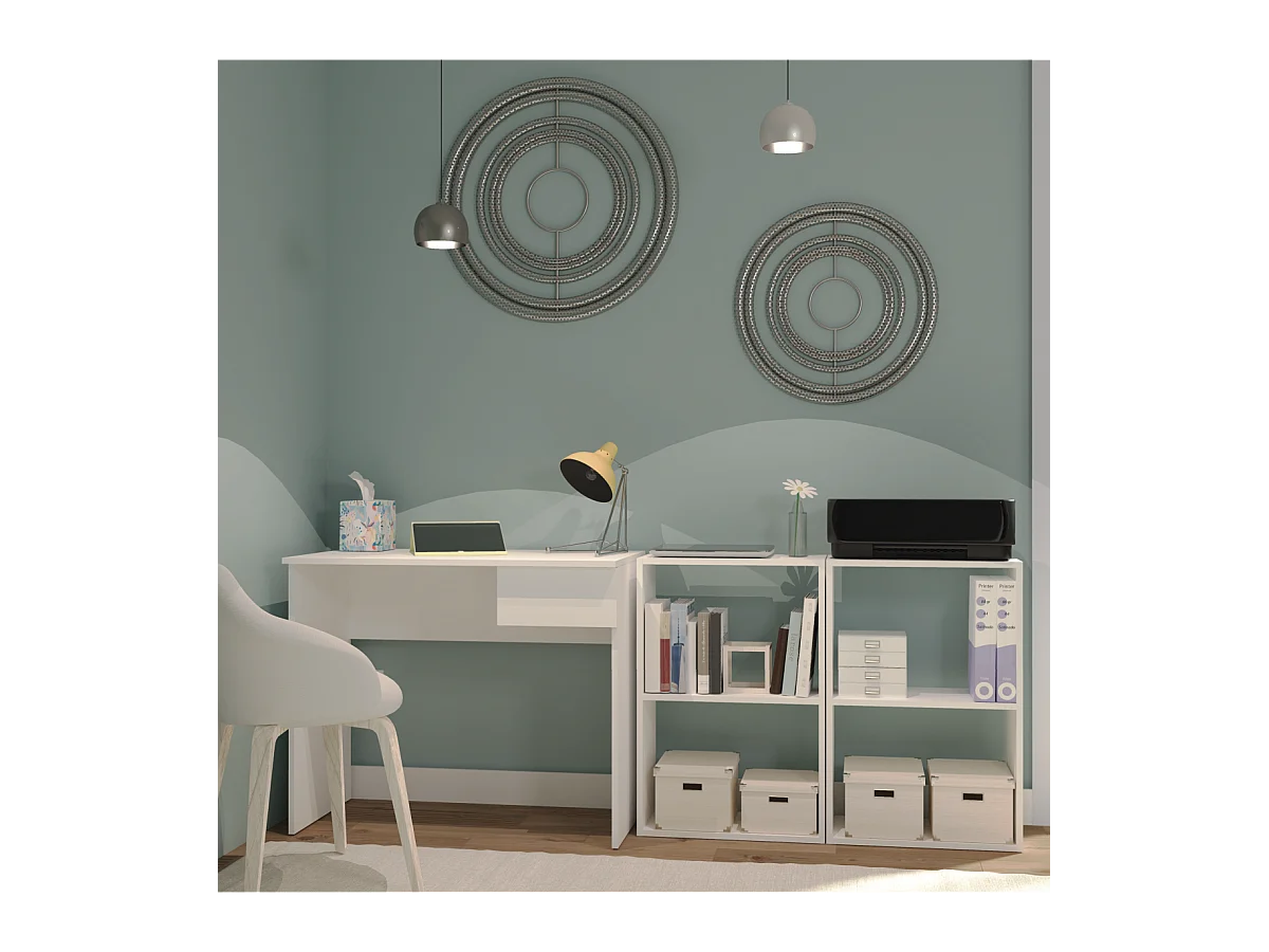 Mesa escritorio Turín con un cajón acabado blanco brillo, 75 cm(alto)90 cm(ancho)50 cm(f