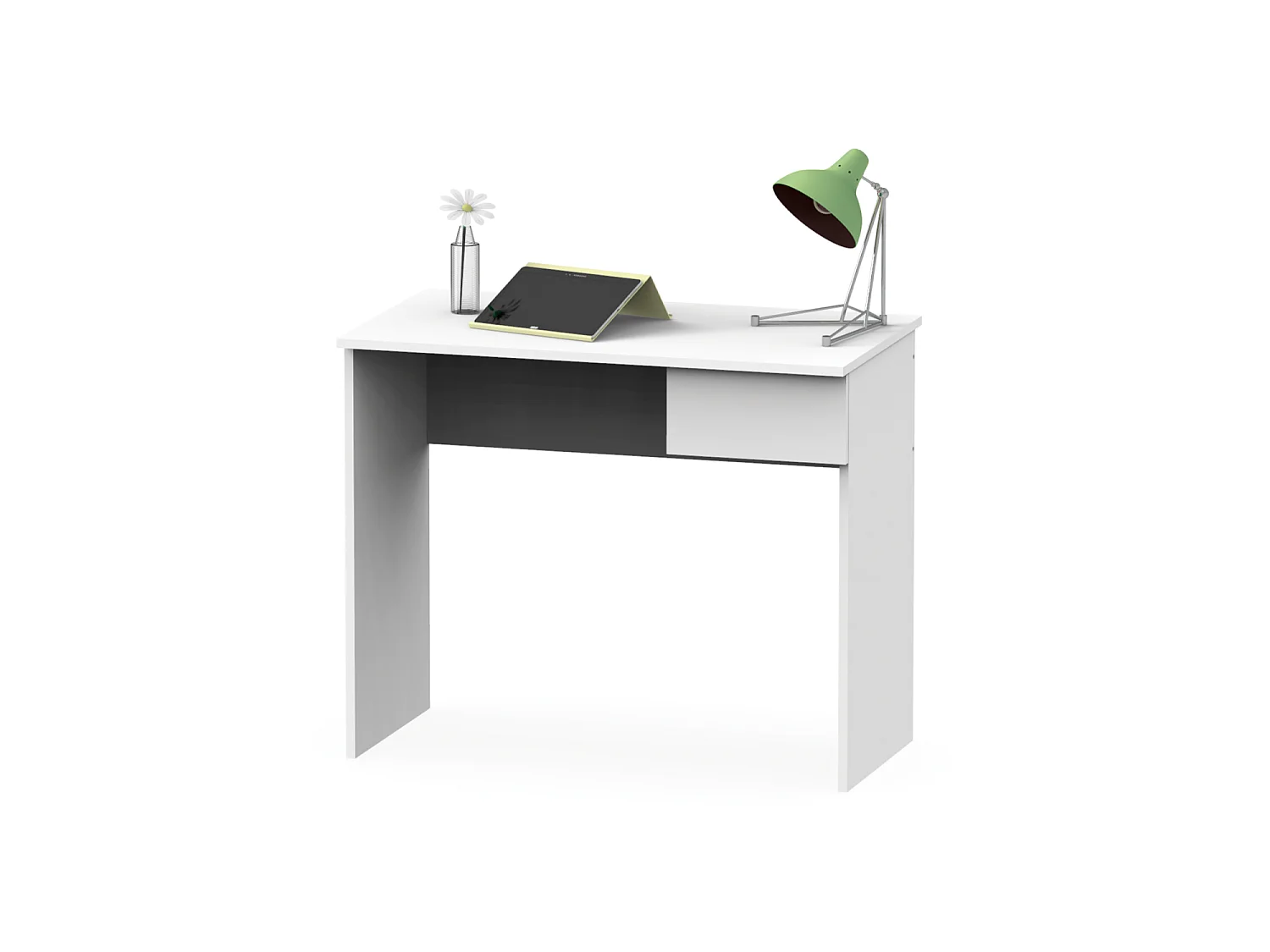 Mesa escritorio Turín con un cajón acabado blanco brillo, 75 cm(alto)90 cm(ancho)50 cm(f