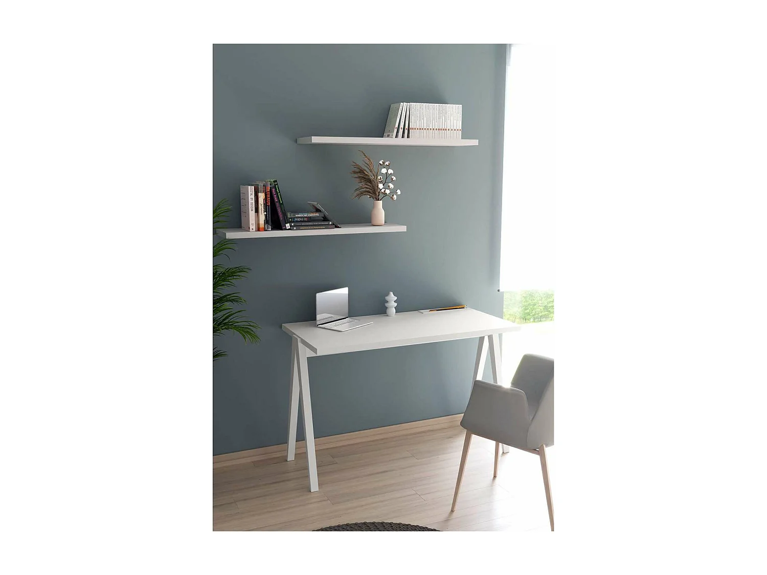 Mesa estudio Mod-635 acabado blanco, 60 x 120 x 78 cm (fondo x ancho x alto)