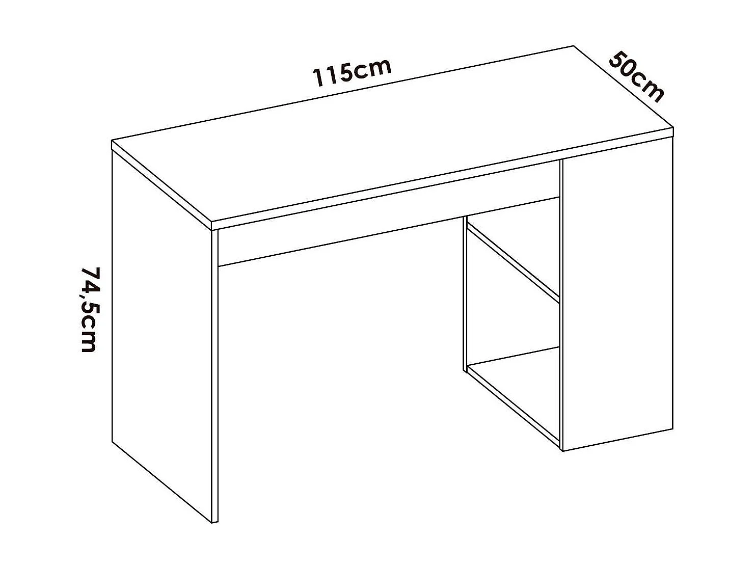 Escritorio Navas con estante y 1 cajon en blanco 74 cm(alto)115 cm(ancho)50 cm(fondo)