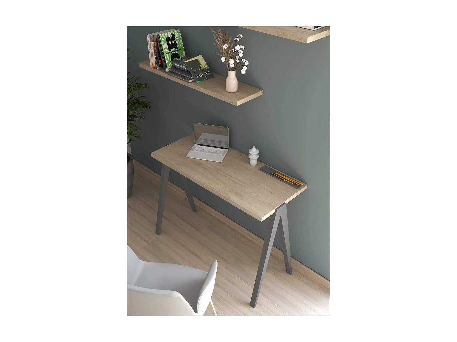 Mesa estudio Mod-629 acabado roble/gris, 47x 107 x 78 cm (fondo x ancho x alto)