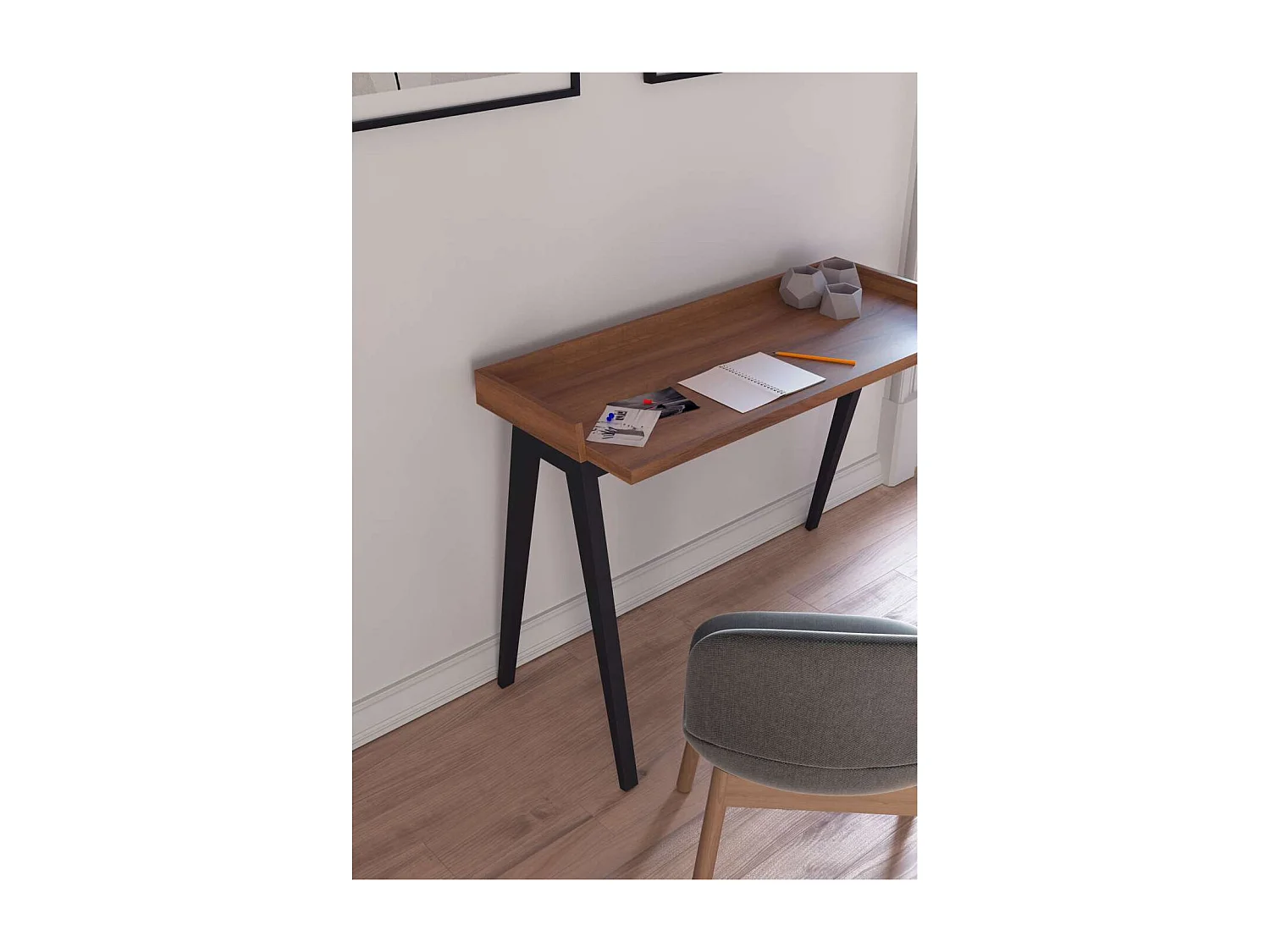 Mesa estudio Mod-Nairobi acabado nogal/negro, 47 x 110 x 81 cm (fondo x ancho x alto)