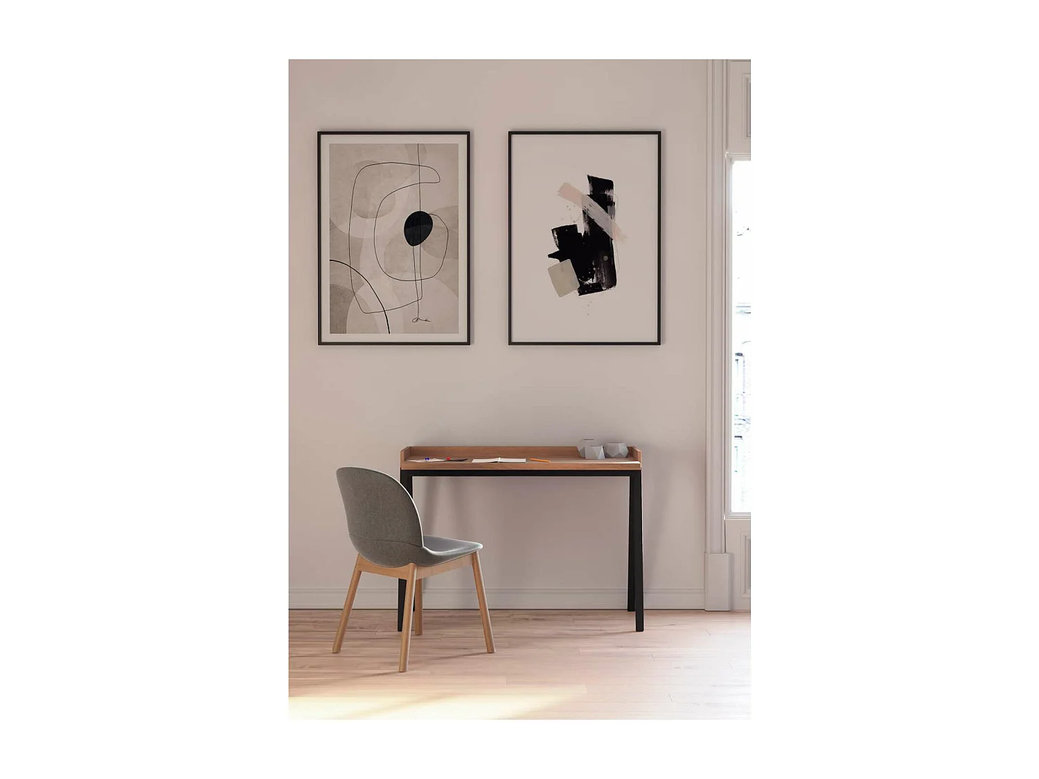 Mesa estudio Mod-Nairobi acabado nogal/negro, 47 x 110 x 81 cm (fondo x ancho x alto)