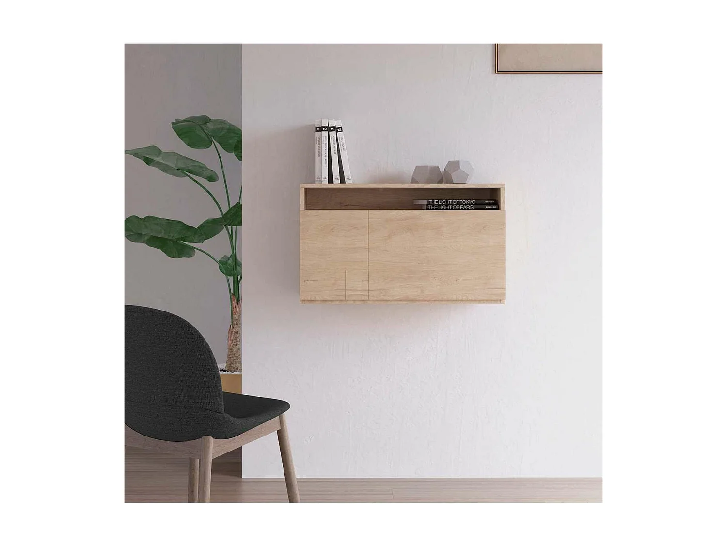 Escritorio suspendido modelo 628 color roble 44x75x30 (alto x ancho x fondo)