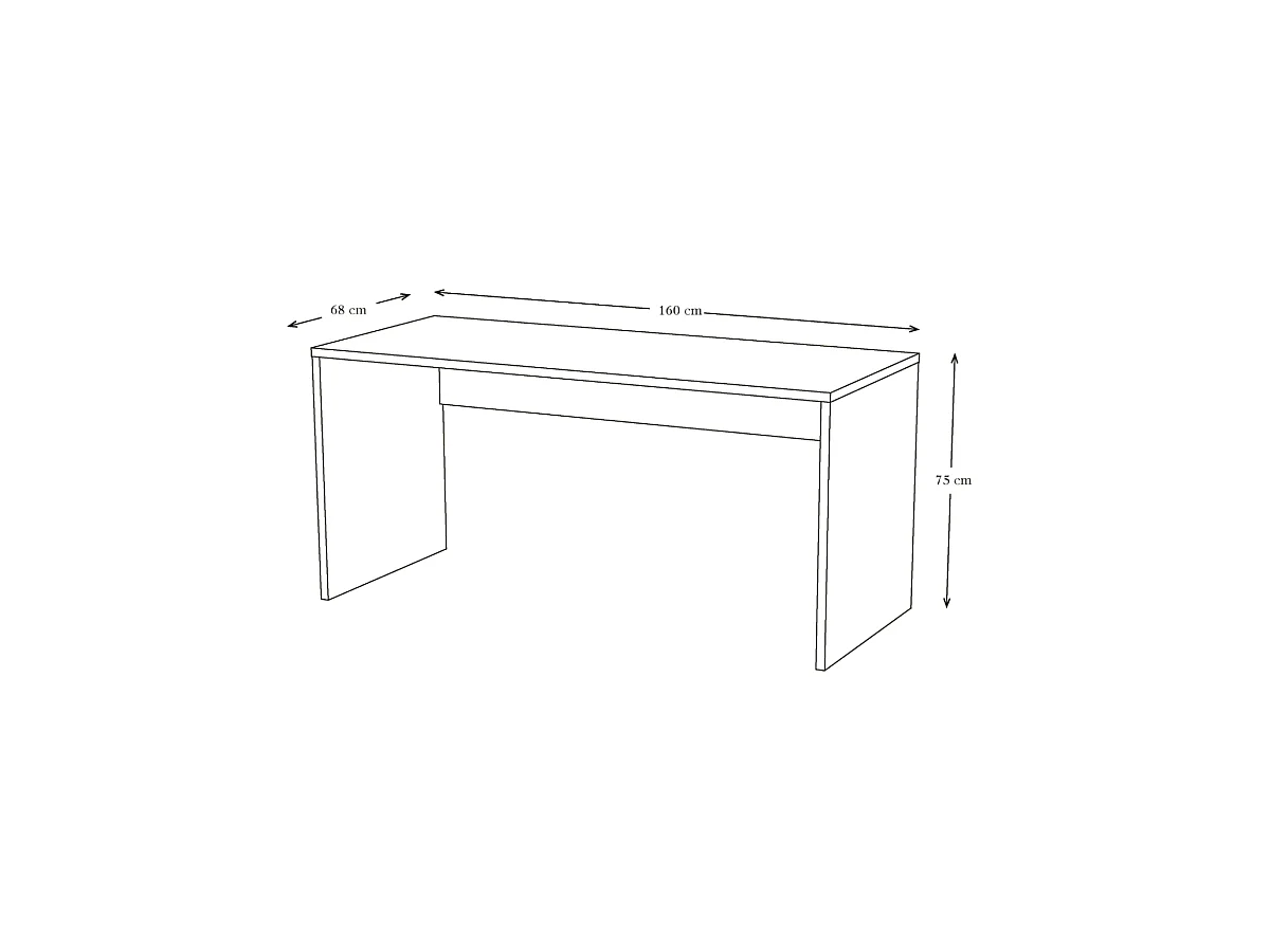 Mesa de despacho acabado blanco 75 cm(alto)160 cm(ancho)68 cm(fondo)