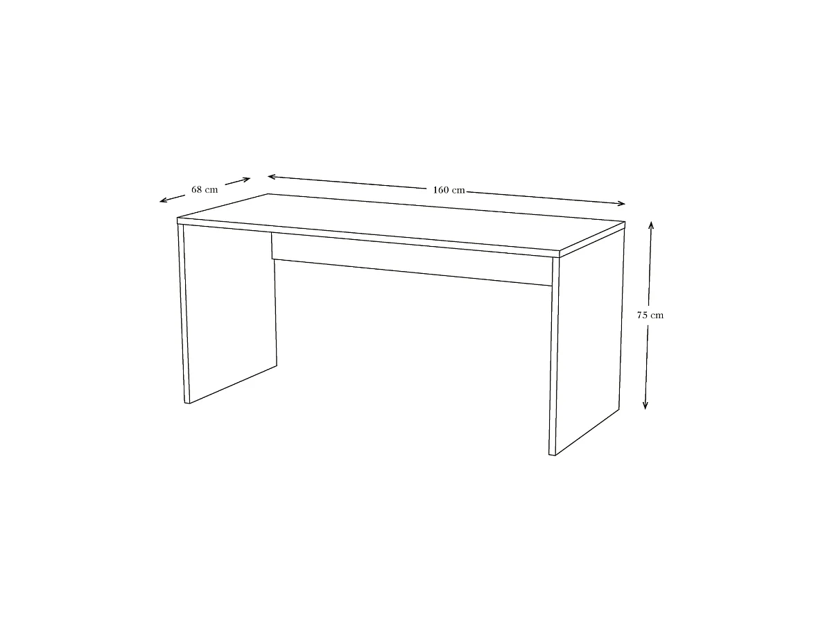 Mesa de despacho acabado blanco 75 cm(alto)160 cm(ancho)68 cm(fondo)