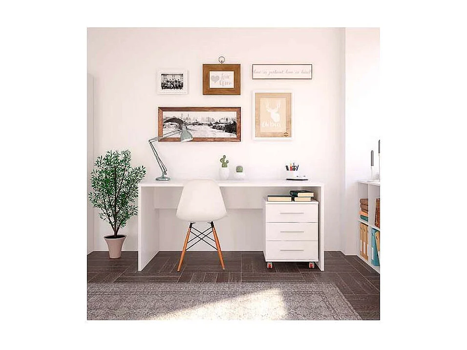 Mesa de despacho acabado blanco soft, 75 cm(alto)160 cm(ancho)68 cm(fondo)