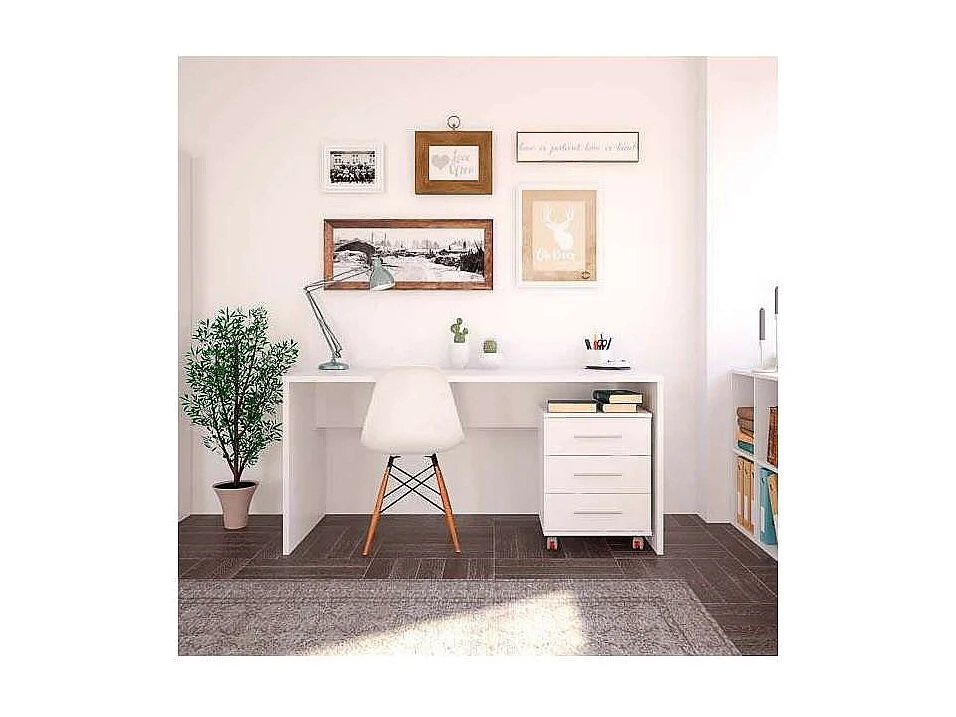 Mesa de despacho acabado blanco soft, 75 cm(alto)160 cm(ancho)68 cm(fondo)