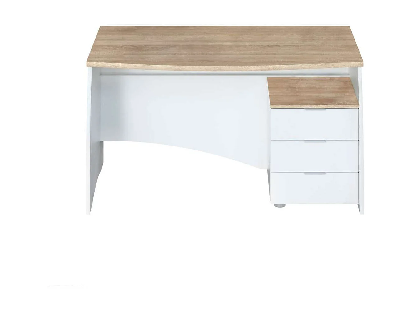 Mesa despacho Zoe con buc tres cajones Blanco Artik combinado Roble canadian 74 cm (alto)