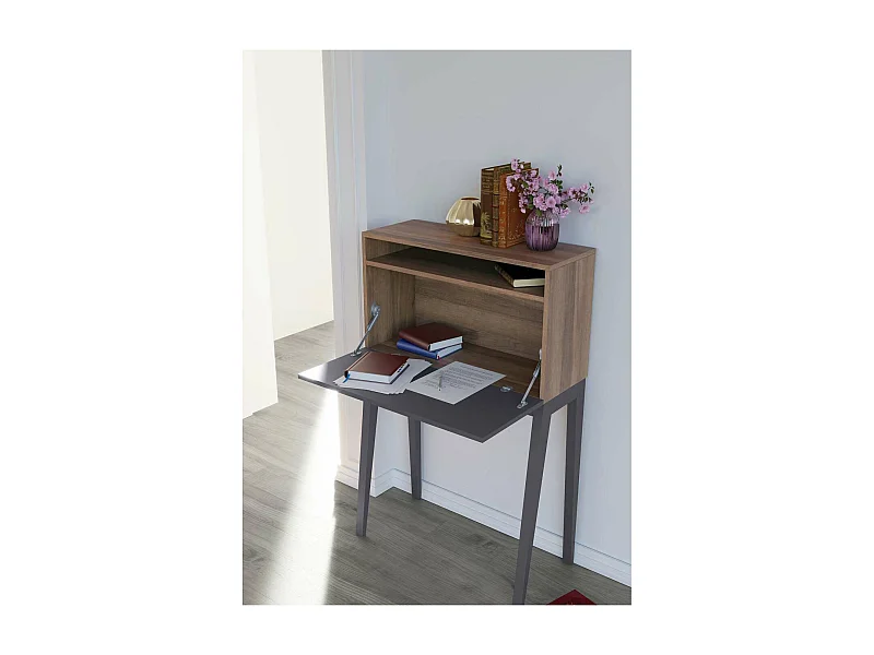 Mesa estudio para colgar Mod-630 acabado nogal/grafito, 39 x 75 x 117 cm (fondo x ancho x