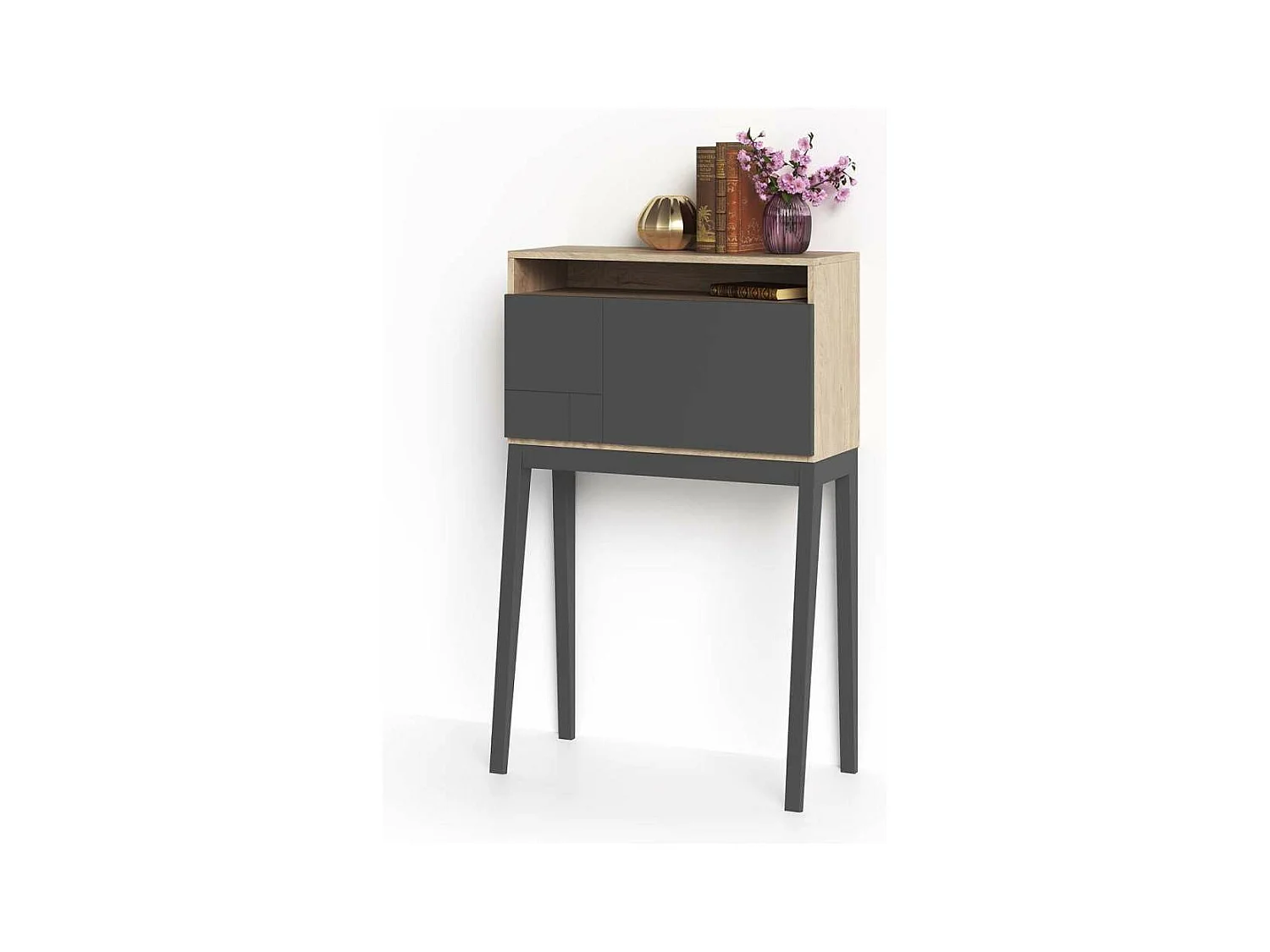 Mesa estudio para colgar Mod-630 acabado roble/grafito, 39 x 75 x 117 cm (fondo x ancho x