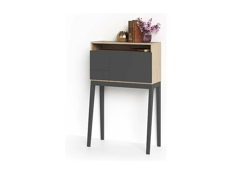 Mesa estudio para colgar Mod-630 acabado roble/grafito, 39 x 75 x 117 cm (fondo x ancho x