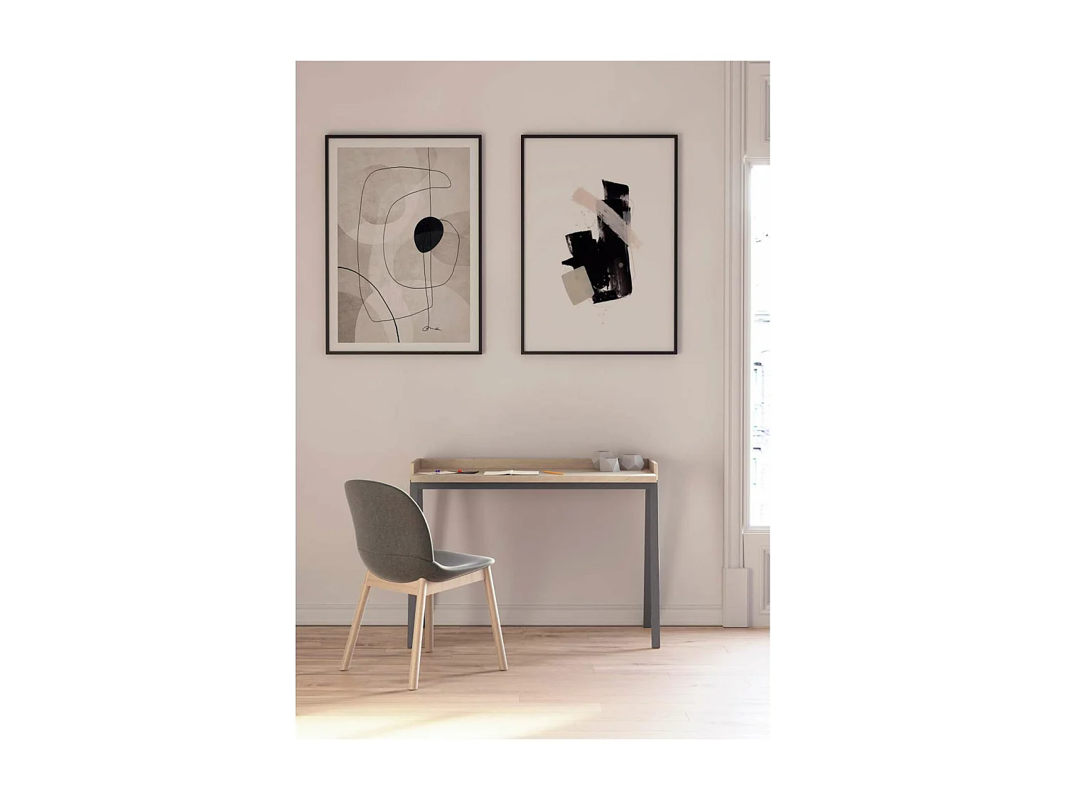 Mesa estudio Mod-Nairobi acabado roble/gris, 47 x 110 x 81 cm (fondo x ancho x alto)