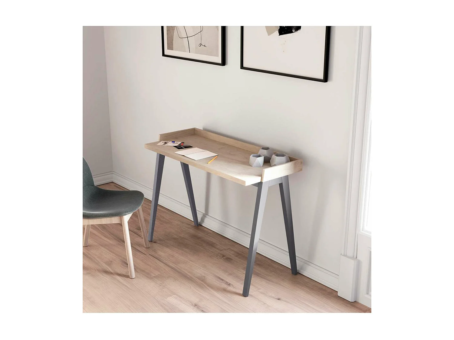 Mesa estudio Mod-Nairobi acabado roble/gris, 47 x 110 x 81 cm (fondo x ancho x alto)