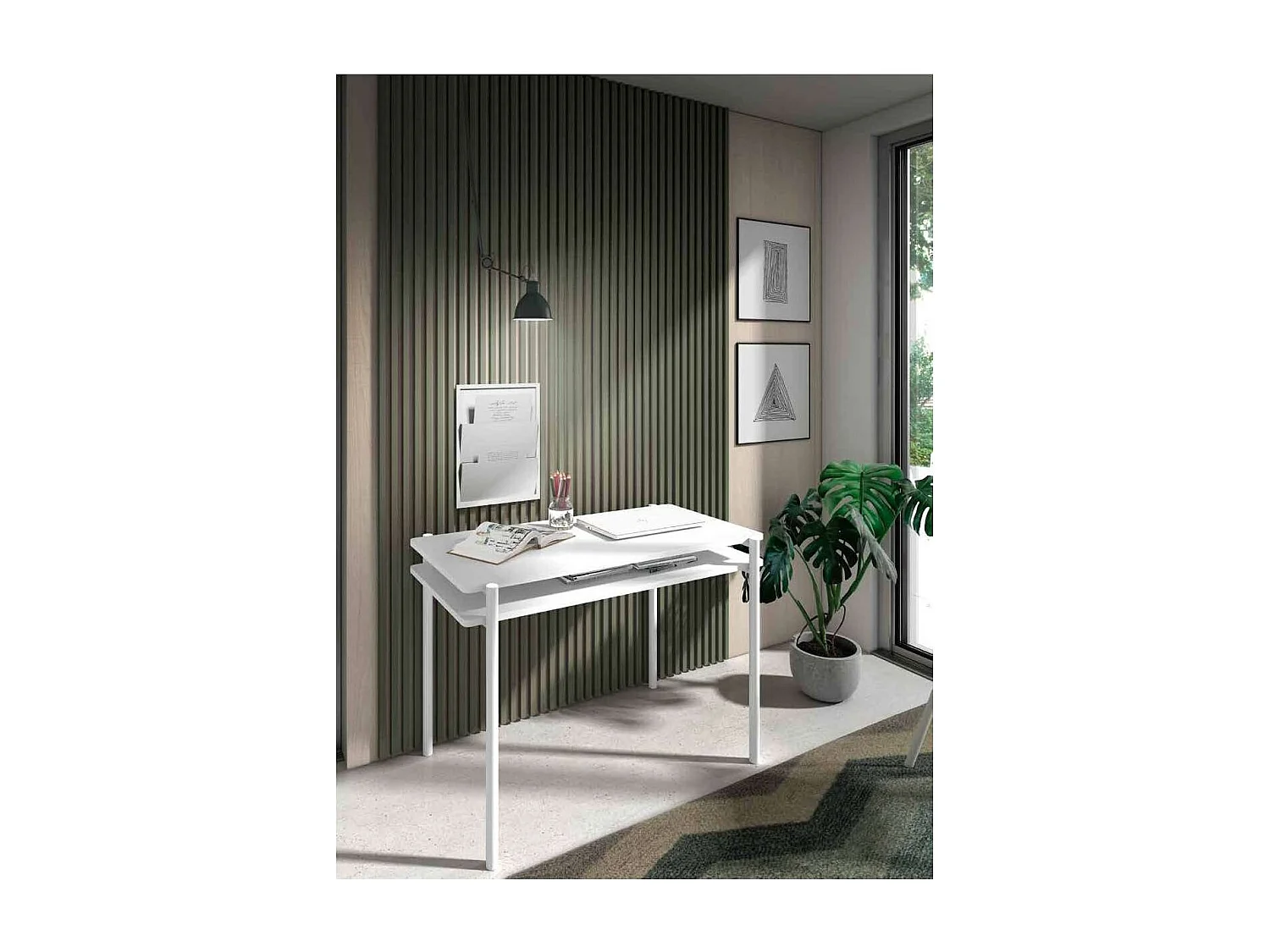 Mesa estudio Mod-Rio acabado blanco, 54 x 100 x 77 cm (fondo x ancho x alto)