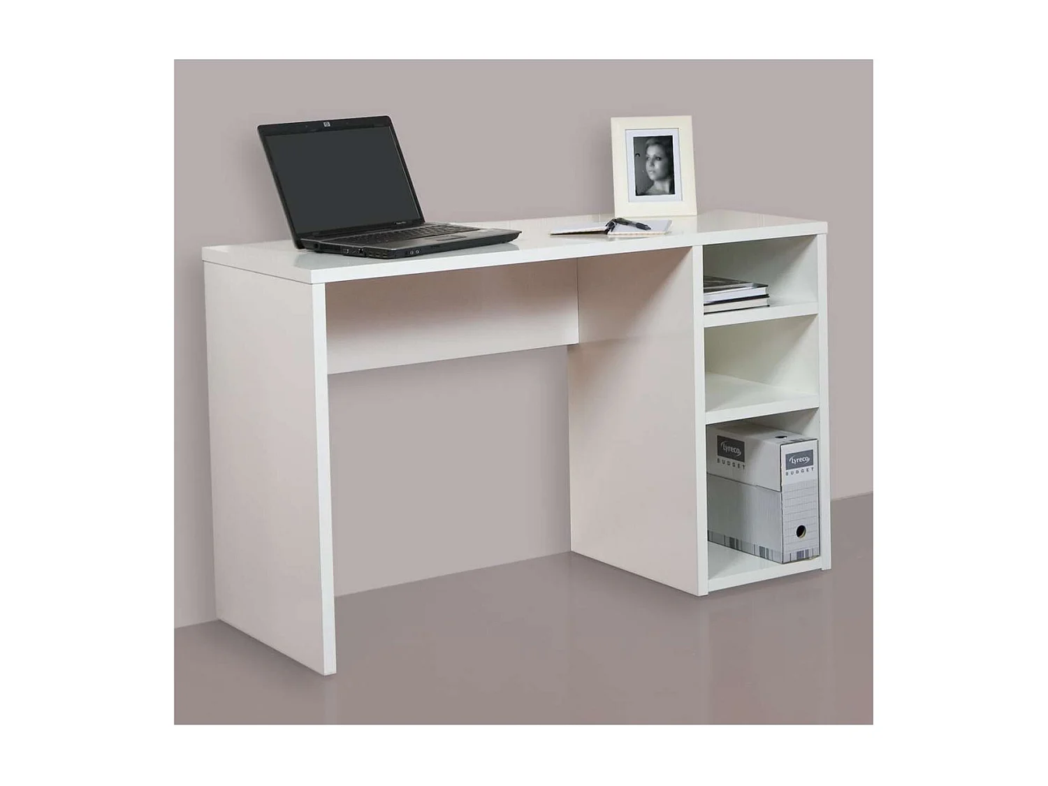 Mesa de estudio Sofia reversible en blanco soft. 75 cm(alto)120 cm(ancho)50 cm(fondo)