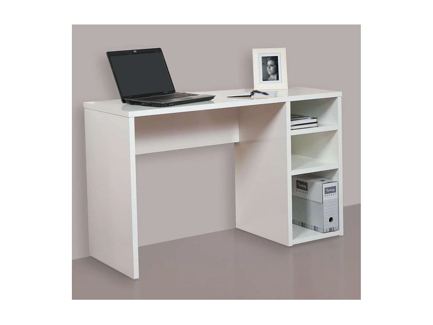 Mesa de estudio Sofia reversible en blanco soft. 75 cm(alto)120 cm(ancho)50 cm(fondo)
