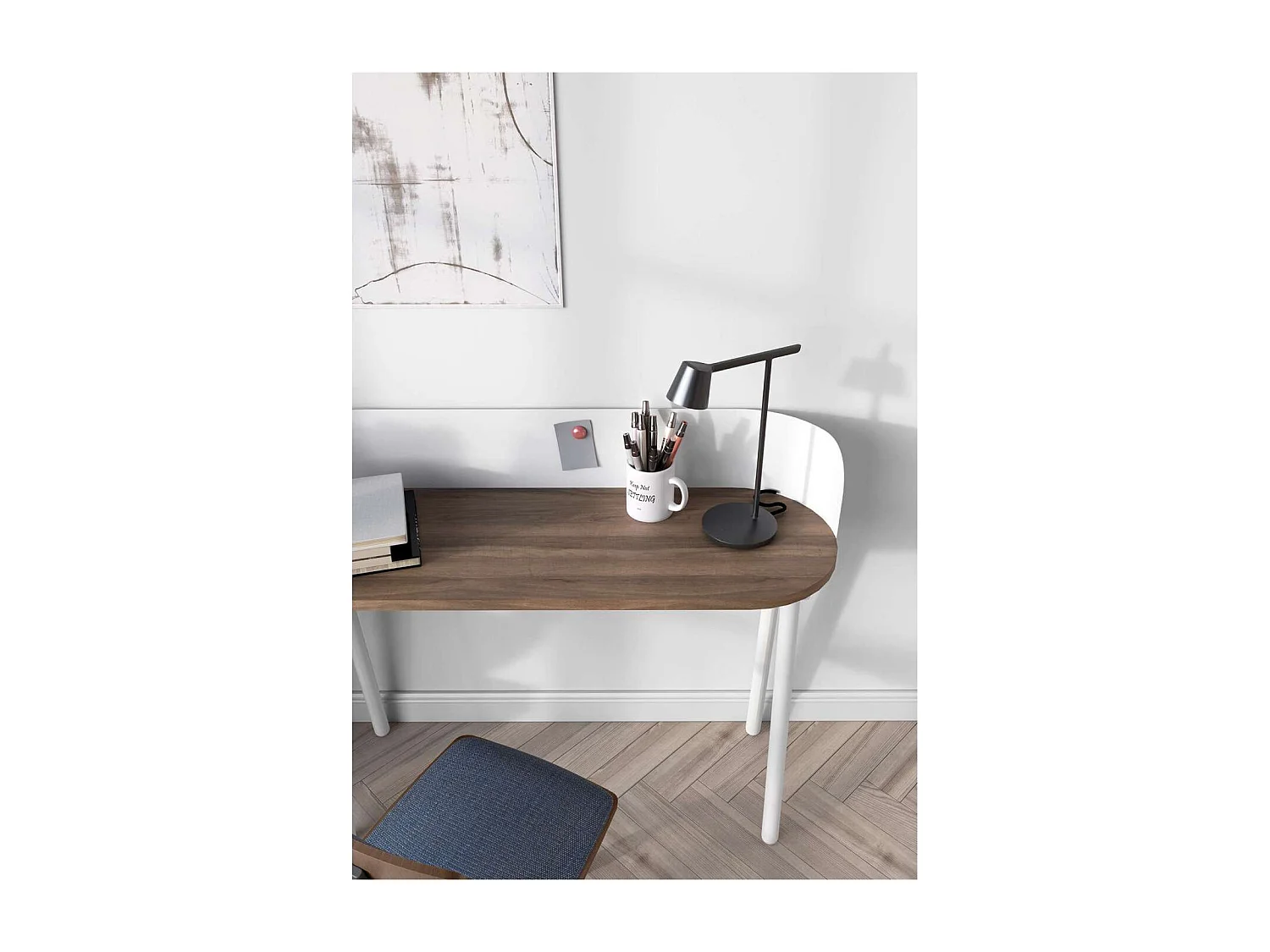 Mesa estudio Mod-634 acabado en color nogal/blanco, 40 x 120 x 95 cm (fondo x ancho x alto