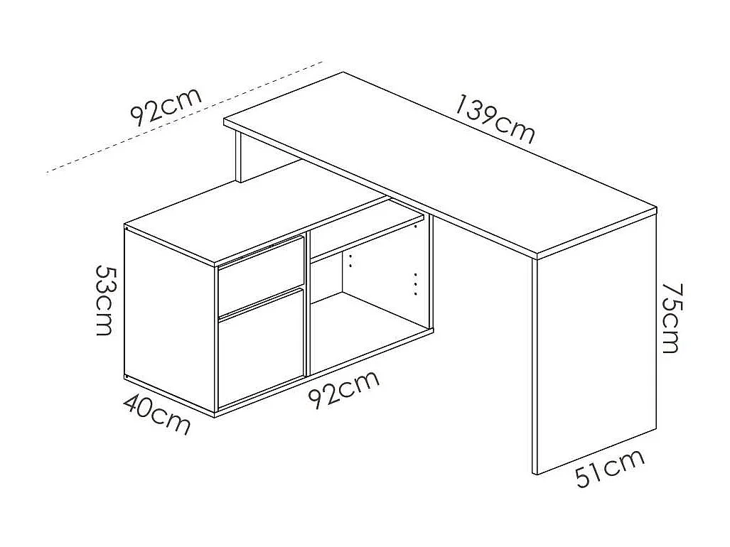 Mesa de despacho Santa Elena en natural-grafito 75 cm(alto)139 cm(ancho)50 cm(fondo)