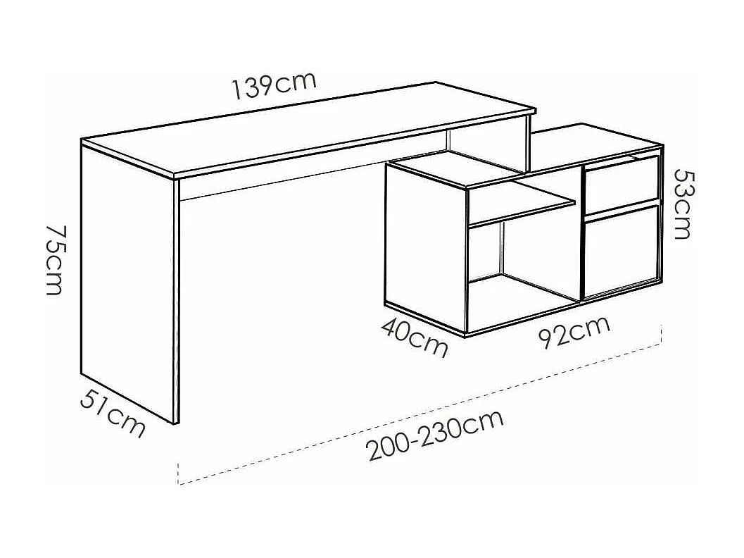 Mesa de despacho Santa Elena en natural-grafito 75 cm(alto)139 cm(ancho)50 cm(fondo)