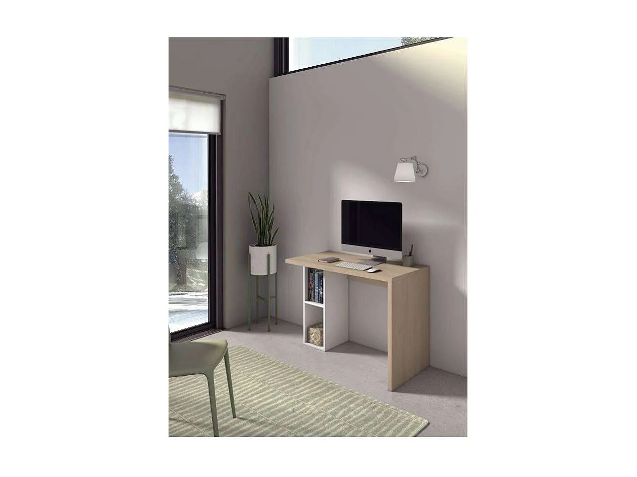 Mesa estudio Mod-Denver acabado roble/blanco, 52 x 105 x 76 cm (fondo x ancho x alto)