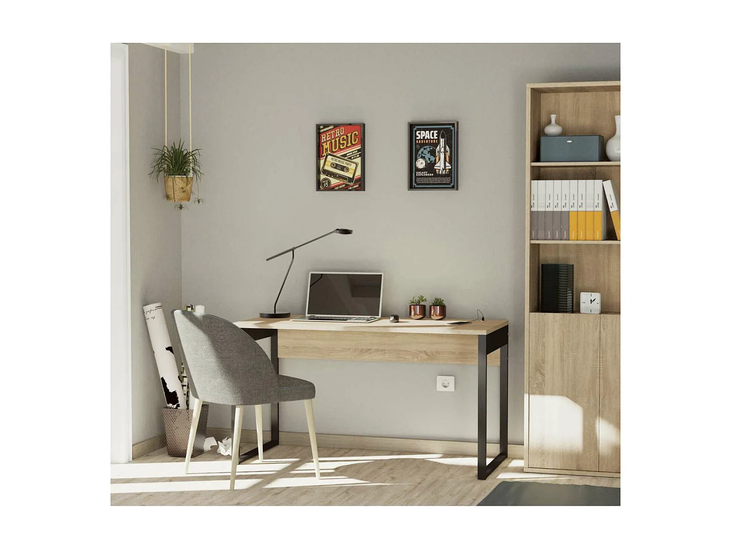 Mesa Estudio Nexus acabado roble cambrian, 76cm(alto) 135cm(ancho) 60cm(fondo).