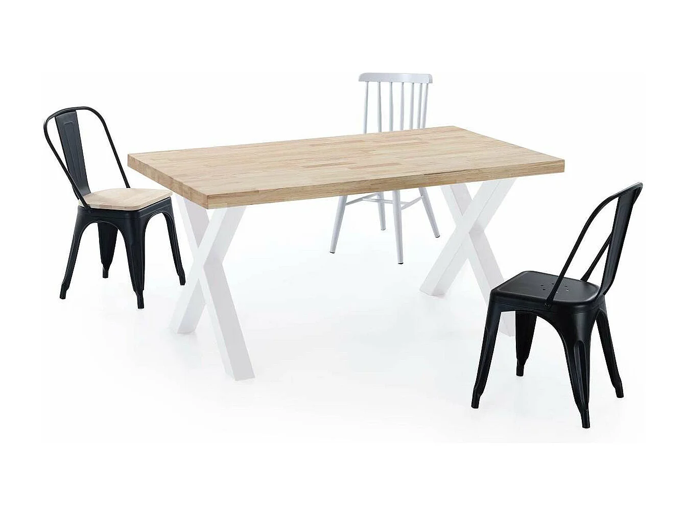 Mesa salon fija X-Loft-160 acabado roble nordish/blanco, 76 cm(alto)160 cm(ancho)90 cm(lar